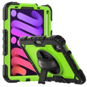 Shockproof Pancerne Etui Obudowa z Pen Slot i Paskiem do iPad Mini 6 zielono-czarne