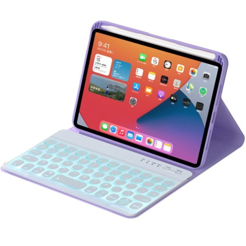 Fioletowe Etui Podświetlana Klawiatura Pen Slot do Apple iPad Mini 6