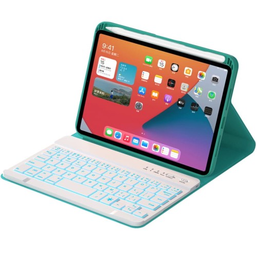 Zielone Etui Podświetlana Klawiatura z Pen Slot do Apple iPad Mini 6