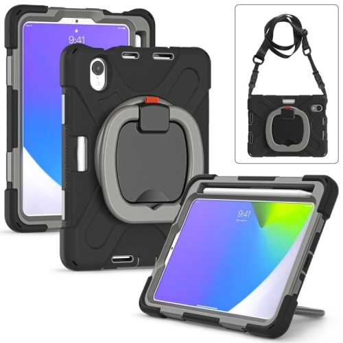 Shockproof Pancerne Etui Obudowa z Paskiem do iPad Mini 6 czarno-szare