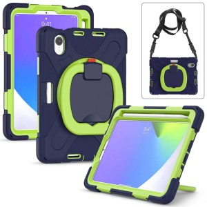 Shockproof Pancerne Etui Obudowa z Paskiem do iPad Mini 6 granatowo-zielone