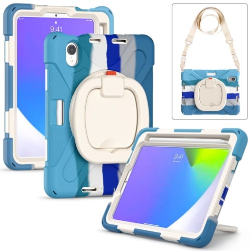 Shockproof Pancerne Etui Obudowa z Paskiem do iPad Mini 6 kolorowe niebieskie