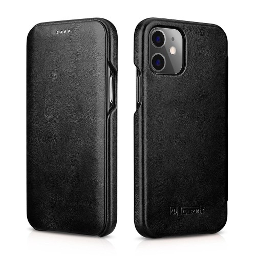 ICARER Skórzane Etui do iPhone 12 Mini czarne