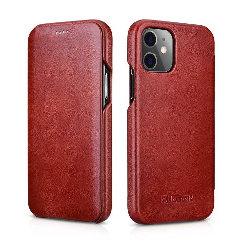 ICARER Skórzane Etui do iPhone 12 Mini czerwone