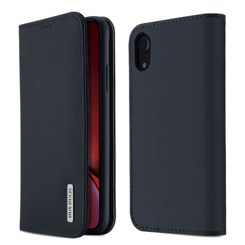 Dux Ducis Skórzane Etui Pokrowiec do iPhone XR 6.1 granatowy