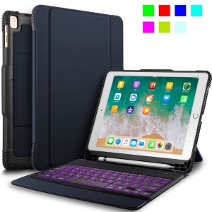 Podświetlana Klawiatura Bezprzewodowa do iPad 9.7 2018 granatowa