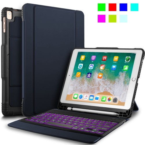 Podświetlana Klawiatura Bezprzewodowa do iPad 9.7 2018 granatowa