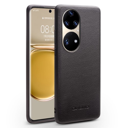 Skórzane Etui Plecki QIALINO do Huawei P50 Pro czarne