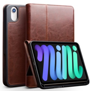 Skórzany Pokrowiec Smart Cover QIALINO do iPad Mini 6 2021 brązowy