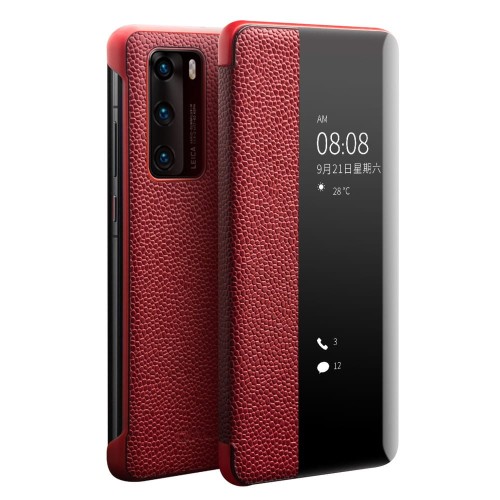 Skórzany Pokrowiec Smart Cover QIALINO do Huawei P40 czerwone