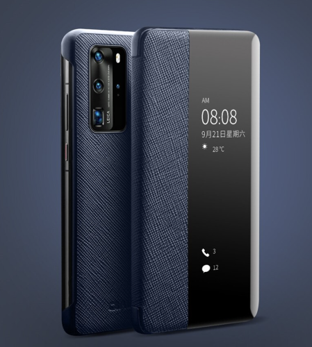 Skórzany Pokrowiec Smart Cover QIALINO do Huawei P40 niebieski