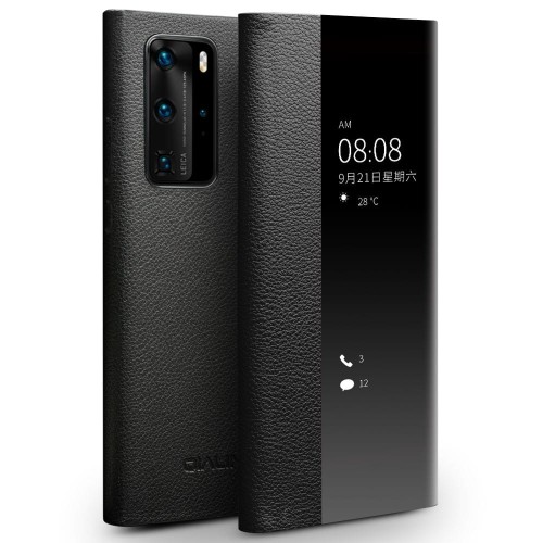 Skórzany Pokrowiec Smart Cover QIALINO do Huawei P40 czarny
