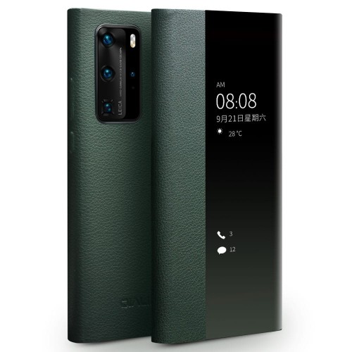 Skórzany Pokrowiec Smart Cover QIALINO do Huawei P40 zielony