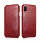 Skórzany Pokrowiec iCARER iPhone X (TEN) czerwony