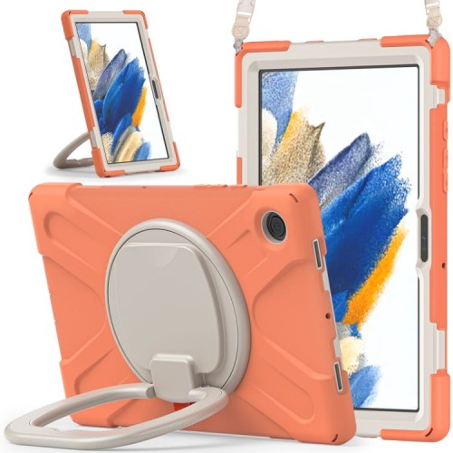 Shockproof Pancerne Etui z Paskiem do Samsung Galaxy Tab A8 2021 pomarańczowe