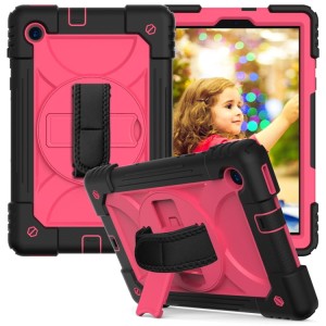 Shockproof  Pancerne Etui z Paskiem, Uchwytem do Lenovo Tab M10 Plus 10.3 czarno-różowe