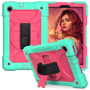 Shockproof  Pancerne Etui z Paskiem, Uchwytem do Lenovo Tab M10 Plus 10.3 miętowo-różowe