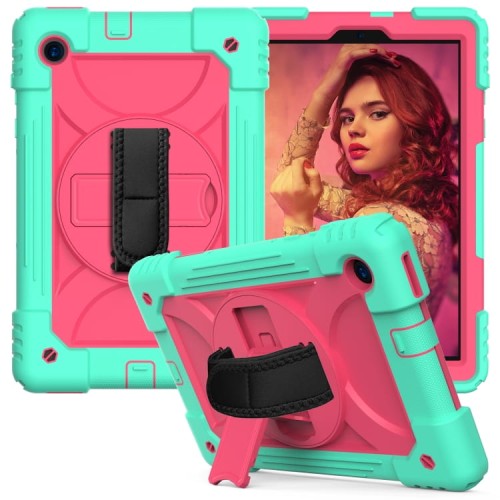 Shockproof Pancerne Etui z Paskiem, Uchwytem do Lenovo Tab M10 Plus 10.3 miętowo-różowe