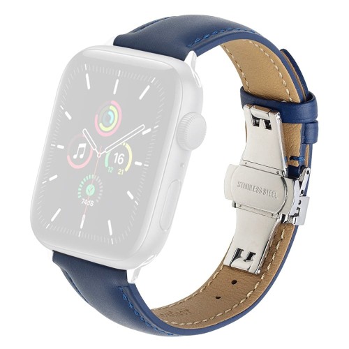 Skórzany Pasek QIALINO do Apple Watch 38mm/40mm/41mm niebieski