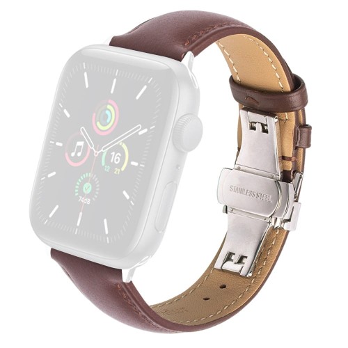 Skórzany Pasek QIALINO do Apple Watch 38mm/40mm/41mm brązowy