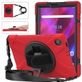 Shockproof Pancerne Etui z Paskiem, Uchwytem do Lenovo Tab M10 Plus 10.3 czerwone