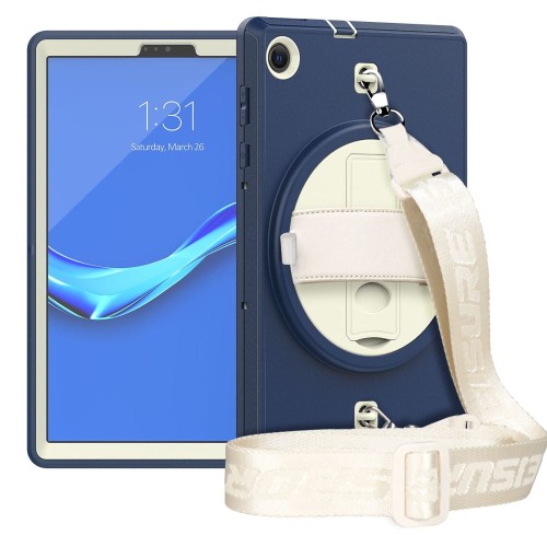 Shockproof Pancerne Etui z Paskiem, Uchwytem do Lenovo Tab M10 Plus 10.3 granatowe
