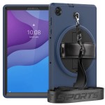 Shockproof  Pancerne Etui z Paskiem, Uchwytem do Lenovo Tab M10 Plus 10.3 granatowo-czarne