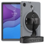 Shockproof  Pancerne Etui z Paskiem, Uchwytem do Lenovo Tab M10 Plus 10.3 szaro-czarne