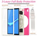Shockproof Pancerne Etui z Paskiem, Uchwytem do Lenovo Tab M10 Plus 10.3 różowo-kremowe