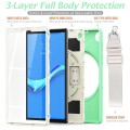 Shockproof Pancerne Etui z Paskiem, Uchwytem do Lenovo Tab M10 Plus 10.3 zielono-kremowe
