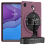 Shockproof  Pancerne Etui z Paskiem, Uchwytem do Lenovo Tab M10 Plus 10.3 fioletowo-czarne