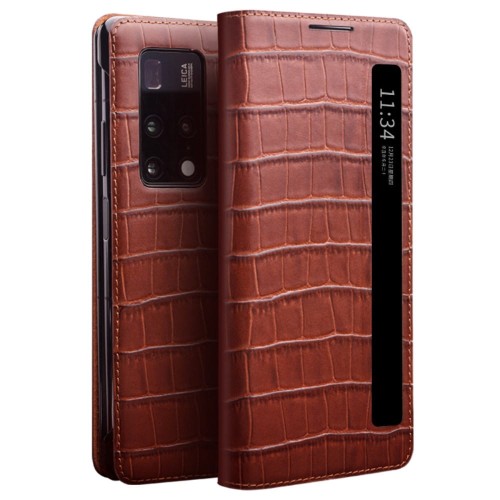Qialino Etui Skórzany Pokrowiec Smart Cover Huawei Mate X2 brązowy