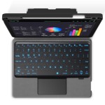  JIUYU Czarne Etui Podświetlana Klawiatura do iPad Pro 11 2021/2020 /2018