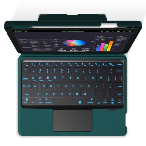 JIUYU Zielone Etui Podświetlana Klawiatura do iPad Pro 11 2021/2020 /2018 Blackish Green