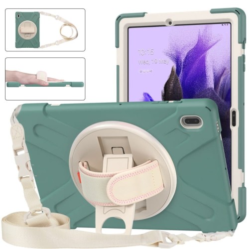 Shockproof Pancerne Etui Obudowa z Paskiem do Samsung Galaxy Tab S7 FE 5G / Plus zielone