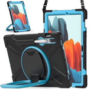 Shockproof  Pancerne Etui z Paskiem do Samsung Galaxy Tab S7 niebiesko-czarne