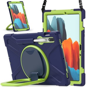 Shockproof  Pancerne Etui z Paskiem do Samsung Galaxy Tab S8 11 cali / Tab S8 5Ggranatowo-zielone