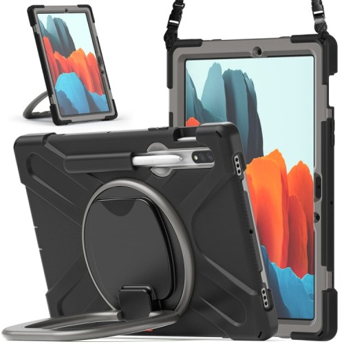 Shockproof Pancerne Etui z Paskiem do Samsung Galaxy Tab S8 11 / Tab S8 5G czarno-szare
