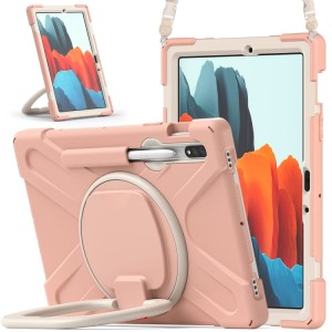 Shockproof  Pancerne Etui z Paskiem do Samsung Galaxy Tab S8 / S8 5G różowe pudrowe