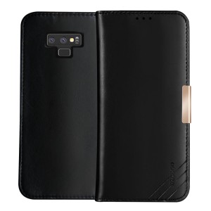 Klasyczne skórzne etui z klapką DZGOGO Royale II do Galaxy Note 9 - czarne