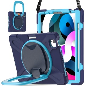 Shockproof Pancerne Etui z Paskiem do iPad Air 10.9 2020/2022 granatowo-niebieskie