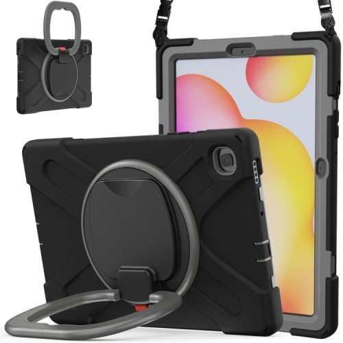 Shockproof Pancerne Etui z Paskiem do Samsung Galaxy Tab S6 Lite czarno-szare