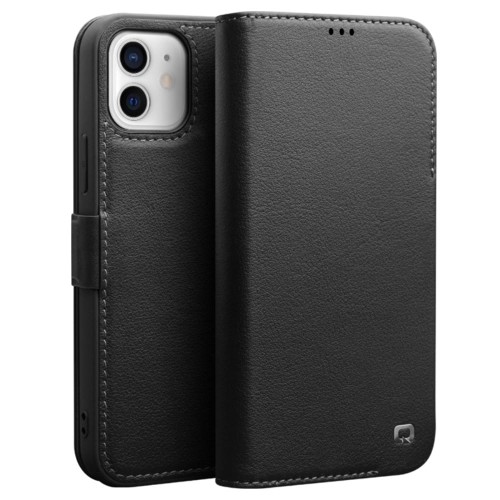 QIALINO Skórzane Etui Pokrowiec do iPhone 12 Mini czarne