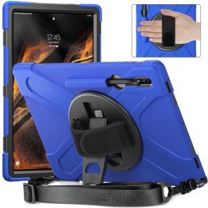 Shockproof  Pancerne Etui z Paskiem do Samsung Galaxy Tab S8 Ultra niebieskie