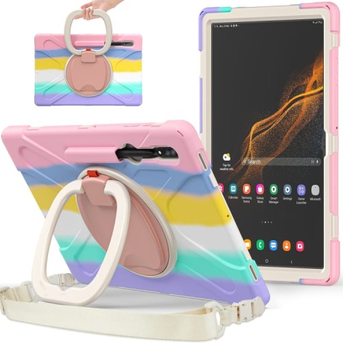 Shockproof Pancerne Etui z Paskiem do Samsung Galaxy Tab S8 Ultra kolorowe