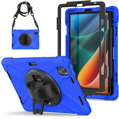 Shockproof Pancerne Etui z Paskiem do Xiaomi Pad 5 / 5 Pro niebieskie