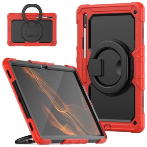 Shockproof  Pancerne Etui z Paskiem do Samsung Galaxy Tab S8 Ultra czerwone