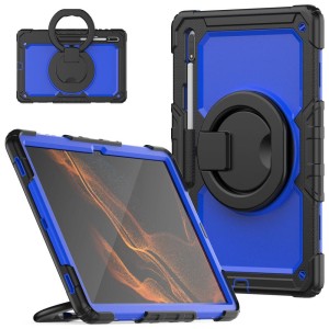 Shockproof  Pancerne Etui z Paskiem do Samsung Galaxy Tab S8 Ultra niebieskie