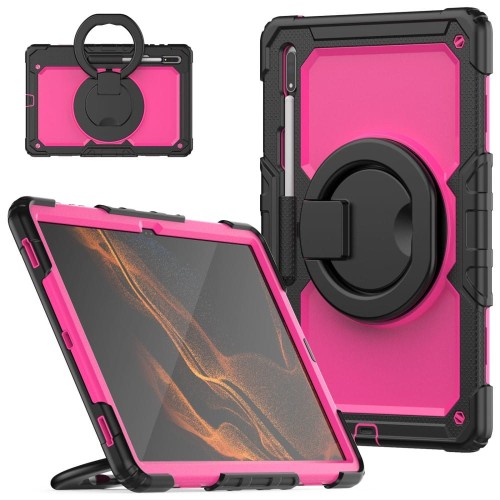 Shockproof Pancerne Etui z Paskiem do Samsung Galaxy Tab S8 Ultra różowe