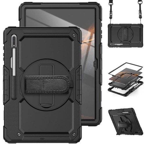 Shockproof Pancerne Etui z Uchwytem do Samsung Galaxy Tab S8 Ultra czarne